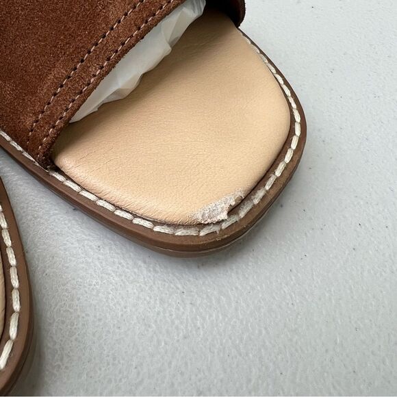 Avellini Sandal Women Sz 7.5 Made in Italy 🇮🇹 Brown Suede Gold Buckle - Picture 16 of 16